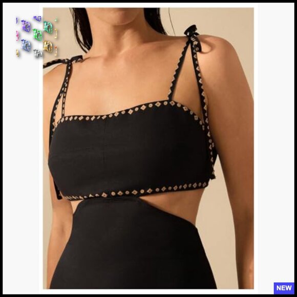 Boho Print Maxi Dress Spaghetti Strap Tie Back Cut Out Summer Casual Chic - Picture 3 of 5